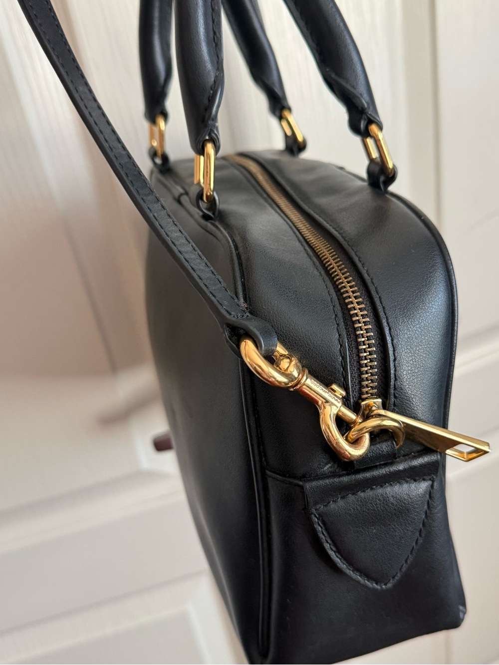 Marc Jacobs Black Leather Top-Handle Satchel Crossbody - Picture 6 of 14